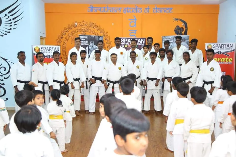 Spartan instructors and senior students at an academy event