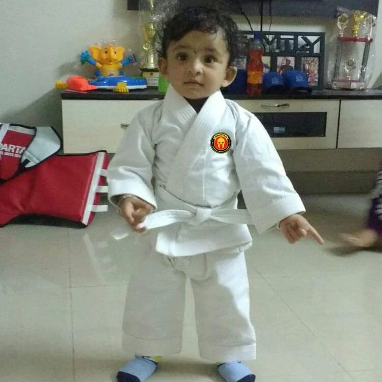 A young Spartan student in his first karate gi